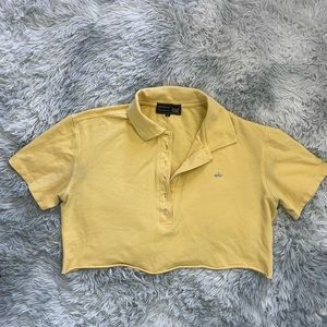 Yellow cropped top, fits stylish and loose !!